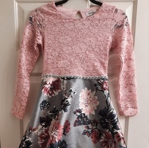 Long Sleeve Fit & Flare Girls Hi-Lo Dress